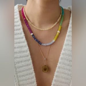 Anthropologie rainbow camp icon necklace set of 3.